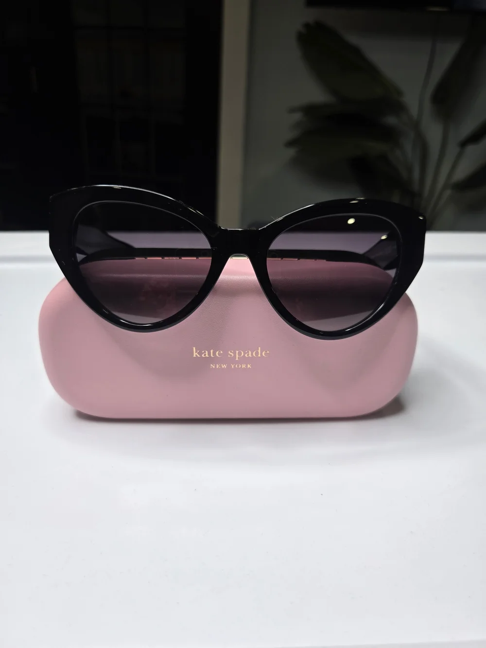 kate spade Black Cat-Eye Sunglasses with Gradient Smoke Lenses
